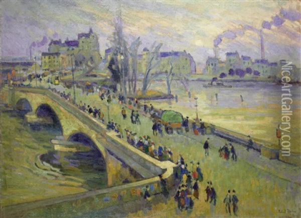 Le Pont Corneille, Rouen Oil Painting - Robert Antoine Pinchon