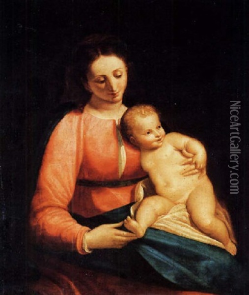 Madonna Con Bambino Oil Painting - Luca Cambiaso