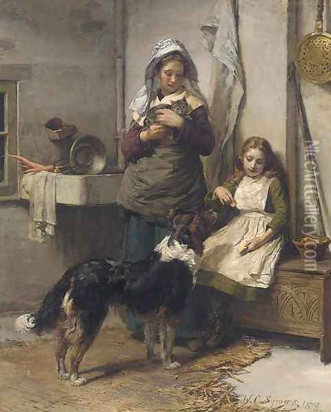 The favourite pet Oil Painting - William Christian Symons