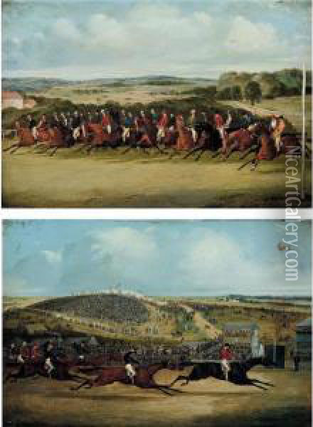 The Start And Finish Of The Epsom Derby 1858 Oil Painting - Herny Jr Alken
