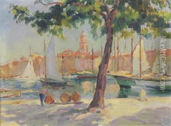 Port De Saint-tropez, Vue De L'annonciade Oil Painting - Robert Antoine Pinchon