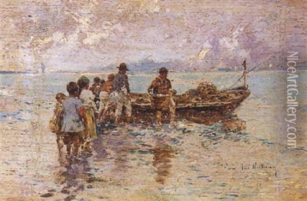 Pescadores Oil Painting - Jose Navarro Llorens