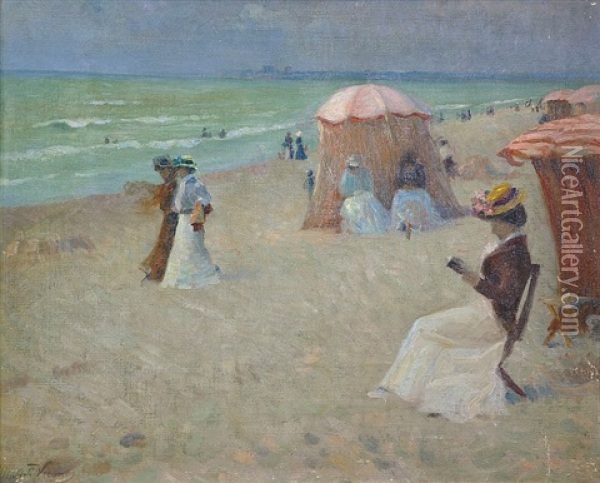 Na Plazi Oil Painting - Adolf Wiesner