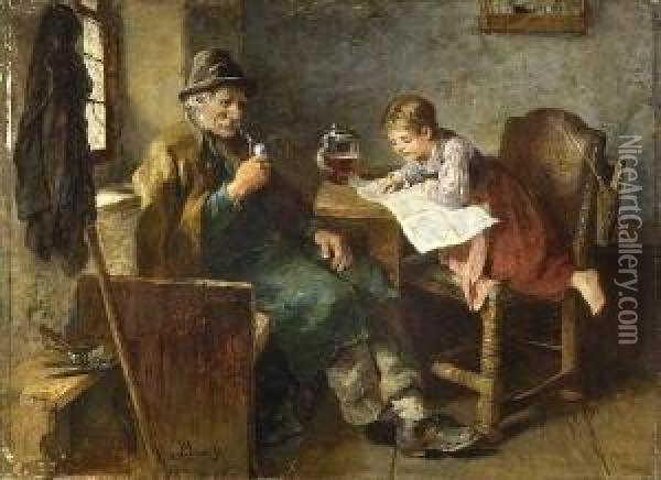 Lekture. Oil Painting - Wilhelm Marc