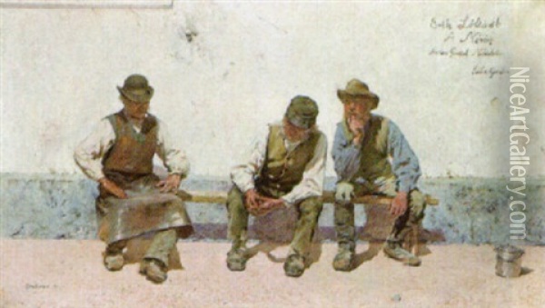 Three Workmen At Rest Oil Painting - Carl Kjellin