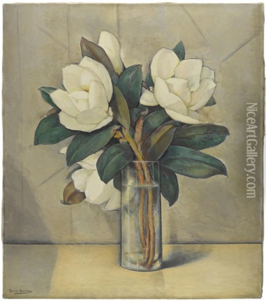 Magnolias Oil Painting - Alfredo Ramos Martinez