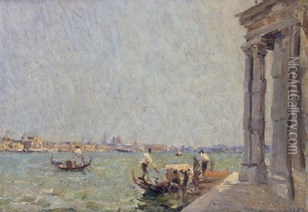 A View Of The Guidecca From Santa Maria Della Salute, Venice Oil Painting - Emma Ciardi