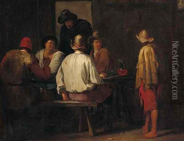 Peasants drinking in a tavern Oil Painting - Pieter Van Laer (BAMBOCCIO)
