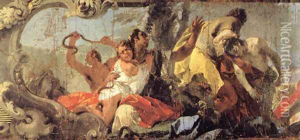 The Scourge of the Serpents (detail) 1732-35 Oil Painting - Giovanni Battista Tiepolo