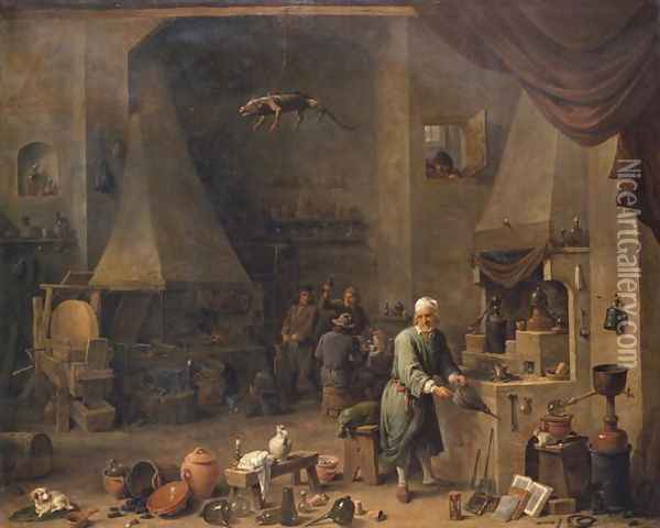 The Alchemist at Work Oil Painting - David The Elder Teniers