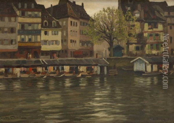 Les Lavoirs A Strasbourg Oil Painting - Victor Olivier Gilsoul