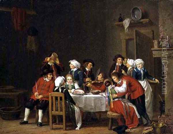 Convivial Scene in a Peasants Cottage Oil Painting - Pehr Hillestrom