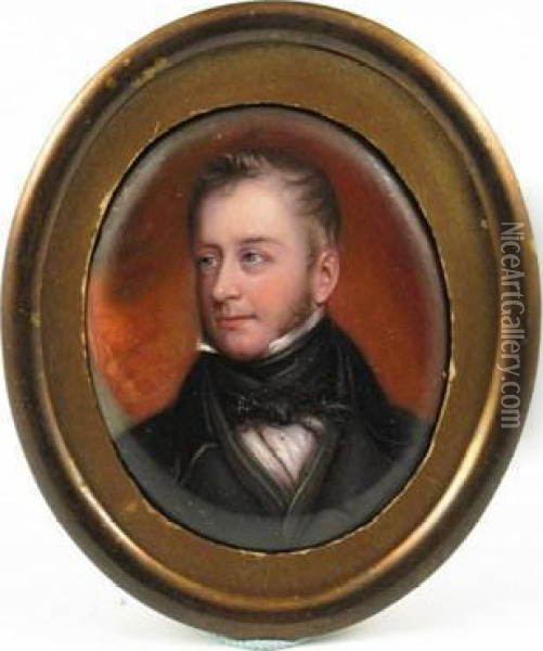 Lord Fitzgerald, Head And Shoulders, Facing Left, In A Black Coat Oil Painting - William Charles Bell