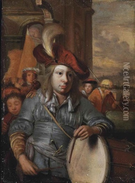 The Drummer Boy Oil Painting - Eglon Hendrik van der Neer