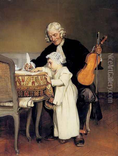 The Music Lesson Oil Painting - Eduard Charlemont