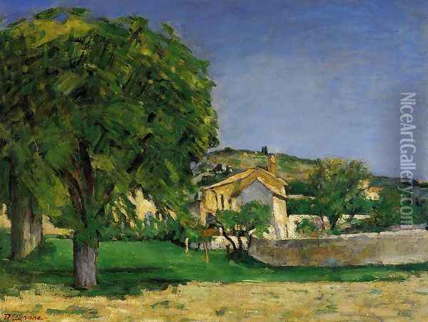 Chestnut Trees And Farmstead Of Jas De Bouffin Oil Painting - Paul Cezanne