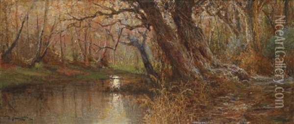 Herbstliche Bachlandschaft Oil Painting - Raffaelo Armenise