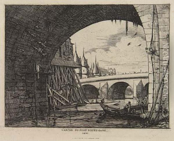 L'arche Du Pont Notre-dame Oil Painting - Charles Meryon