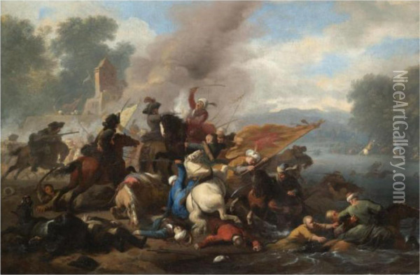 The Skirmish Oil Painting - Jan von Huchtenburgh
