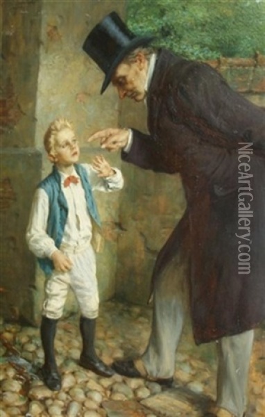 A Valuable Lesson Oil Painting - Tobias Edward Rosenthal