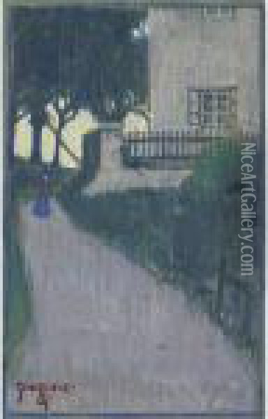 Landschaft Mit Haus Baeumen Oil Painting - Egon Schiele