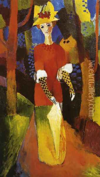 Woman in Park Oil Painting - August Macke
