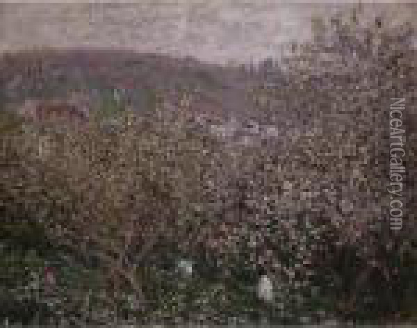 Vetheuil, Les Pruniers En Fleurs Oil Painting - Claude Oscar Monet