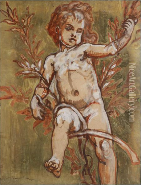 Putto Oil Painting - Karoly Lotz