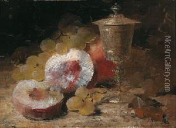 Natura Morta Con Frutti E Coppa Ornamentale Oil Painting - Frans Mortelmans