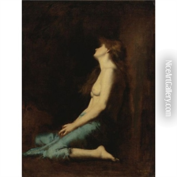 Mary Magdalene Oil Painting - Jean Jacques Henner