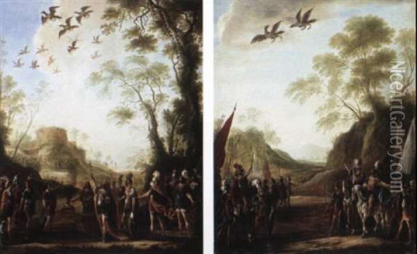 Scenes From Classical Military History Oil Painting - Francesco (da Gubbio) Allegrini