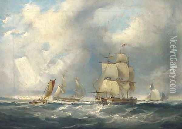 Shipping in a squall Oil Painting - James Wilson Carmichael