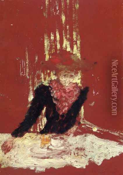 Woman with a Cup of Coffee Oil Painting - Jean-Edouard Vuillard