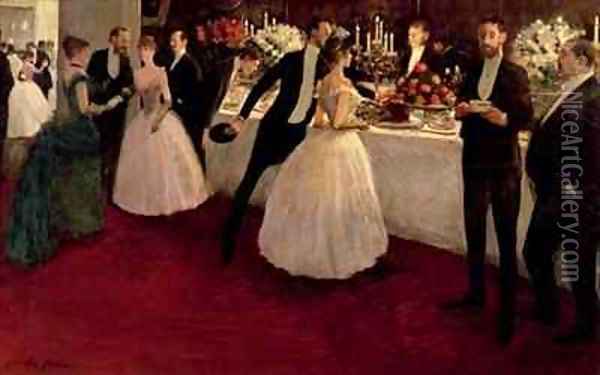 The Buffet Oil Painting - Jean-Louis Forain