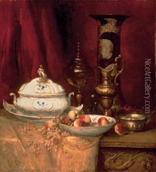 Still Life Of Elegant Objects Oil Painting - Antoine Vollon