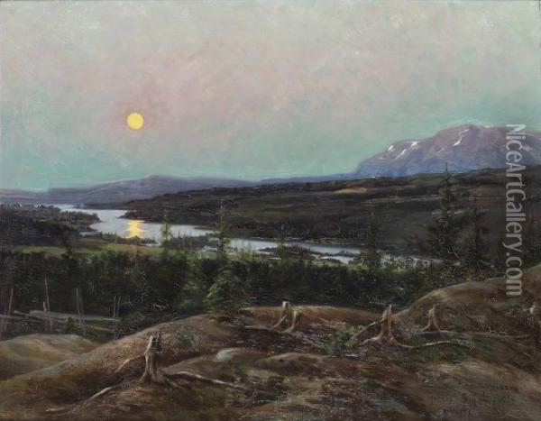 Midnatt, Morsil Oil Painting - Robert Lundberg