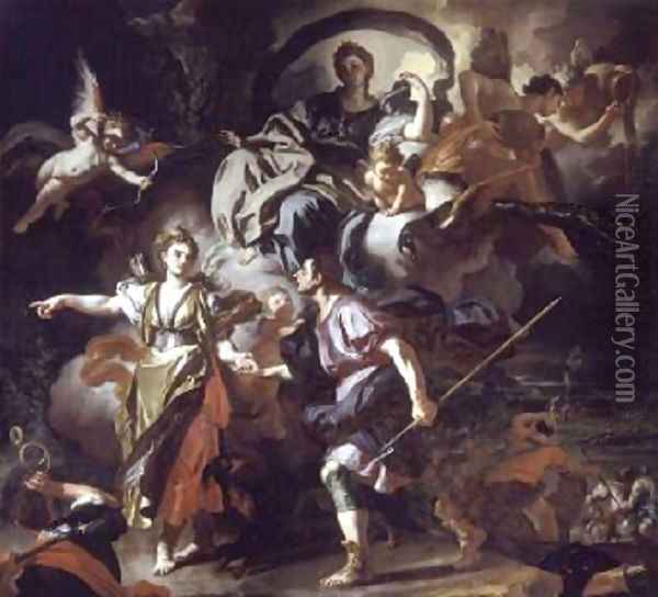 The Royal Hunt of Dido and Aeneas 171214 Oil Painting - Francesco Solimena