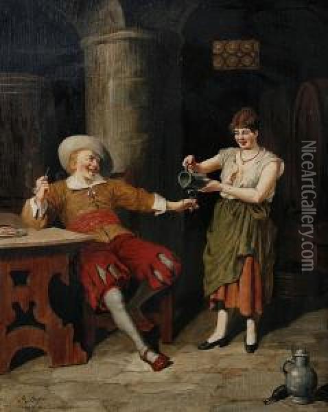 'the Coquette'; 'the New Wine', A Pair Oil Painting - Adalbert Stifter