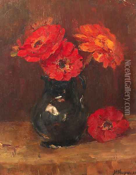 Flowers in a vase Oil Painting - Jan Hillebrand Wijsmuller
