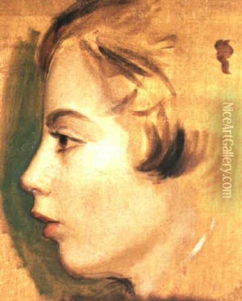 Profile Portrait Of A Boy, Perhaps Queen Victoria's Son     Prince Leopold Oil Painting - Sir Edwin Henry Landseer