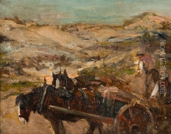 Loading The Sand Cart Oil Painting - George Smith