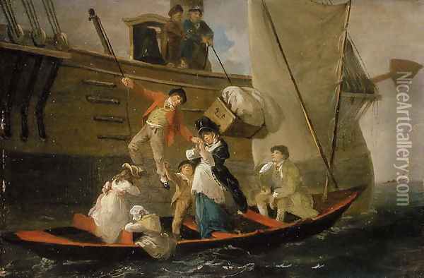 A Married Sailors Adieu Oil Painting - Julius Caesar Ibbetson