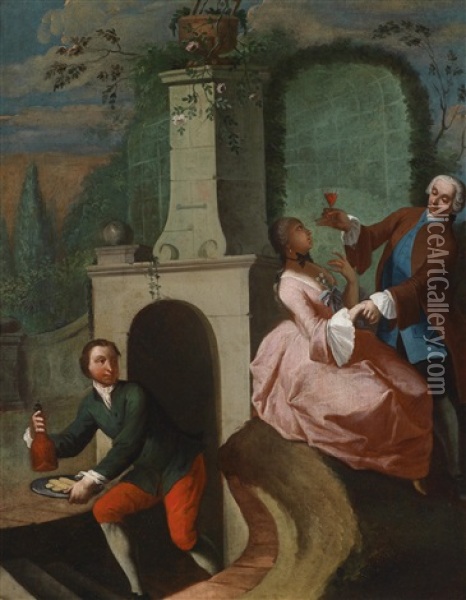 Galanter Szenen (pair) Oil Painting - Johann Esaias Nilson