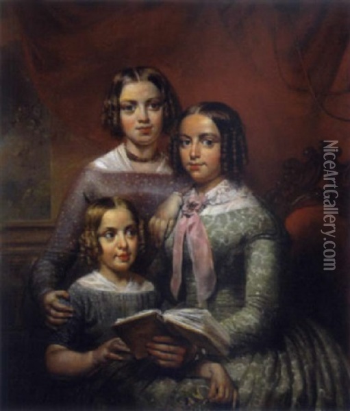 Drei Schwestern Oil Painting - Lambertus Johannes Hansen