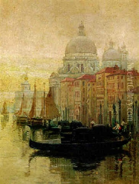 On The Grand Canal Oil Painting - Paul Cornoyer