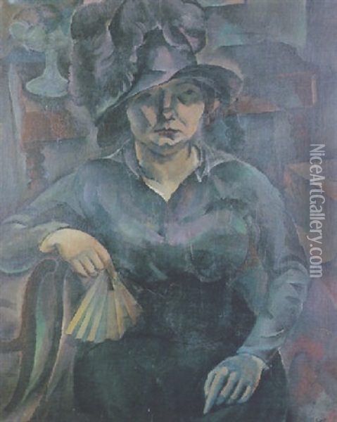 Femme A L'evantail Oil Painting - Georges (Karpeles) Kars