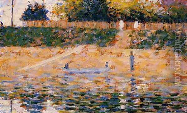 Boats near the Beach at Asnieres Oil Painting - Georges Seurat