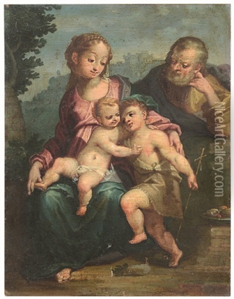 Sacra Famiglia Con San Giovaninno Oil Painting - Francesco Vanni