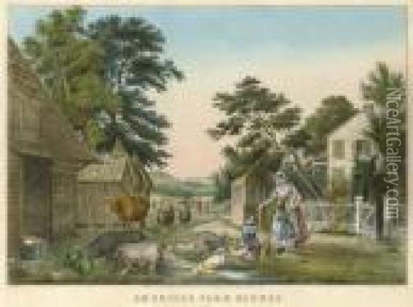 American Farm Scenes No. 2 Oil Painting - Currier & Ives Publishers