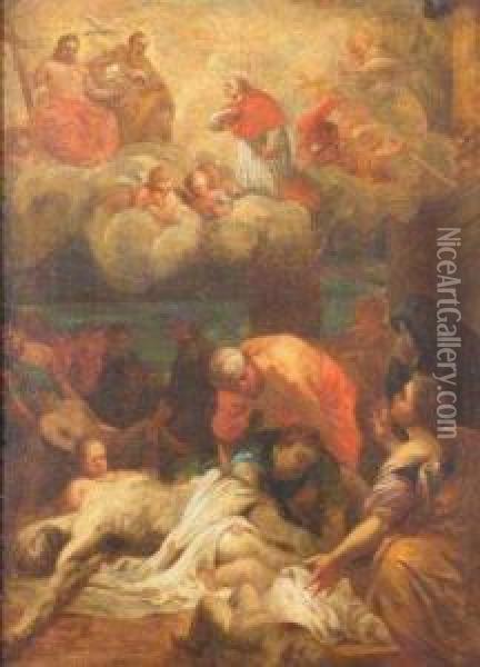 Saint Interceeding On Behalf Of Plague Sufferers Oil Painting - Mattia Preti